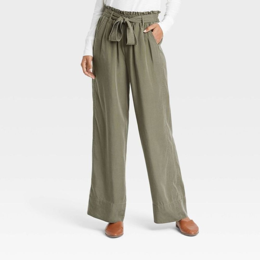 Women's High-Rise Wide Leg Pants - Knox Rose Olive Green L